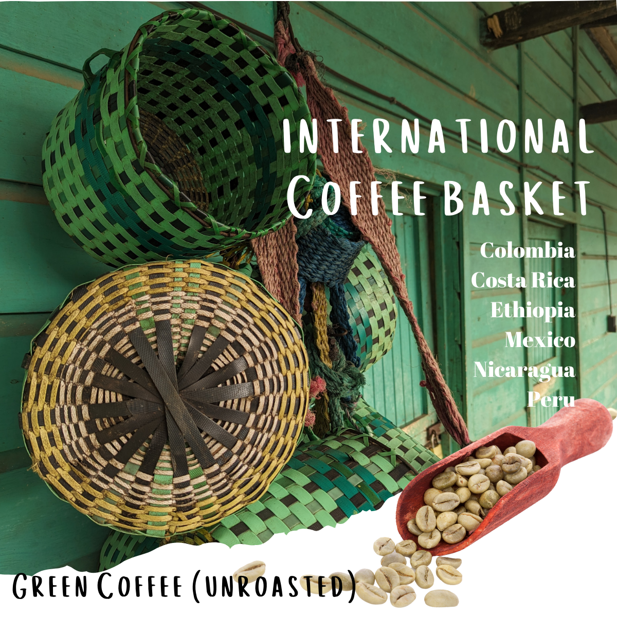 International Coffee Basket - Coffee from Six different Countries  2lbs x 6 (12 lbs)